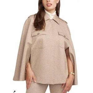 Anne Klein ~ Women's Chevron Knit Slit Sleeve Poncho Jacket Light Coffee ~ XL